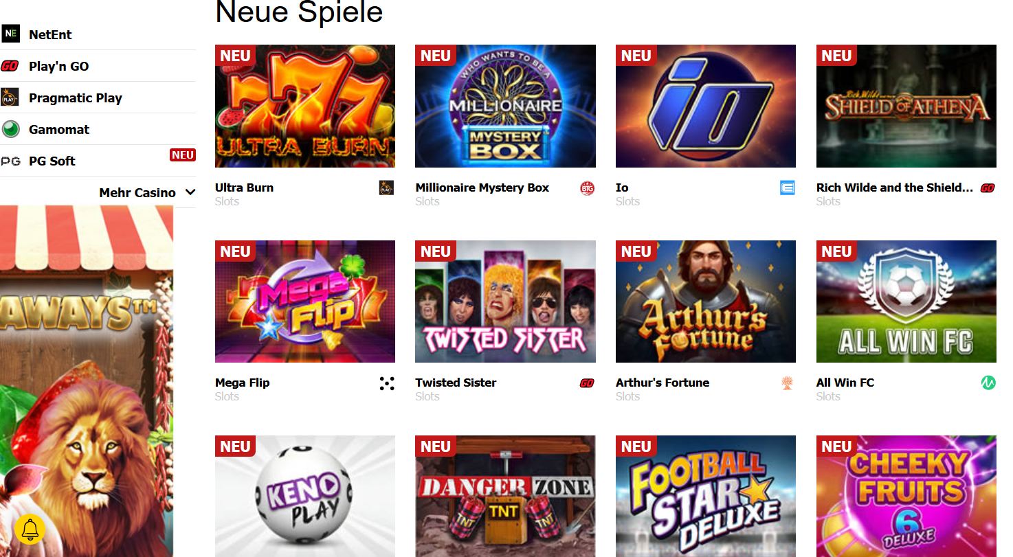 Ein Screenshot vom Interwetten Casino